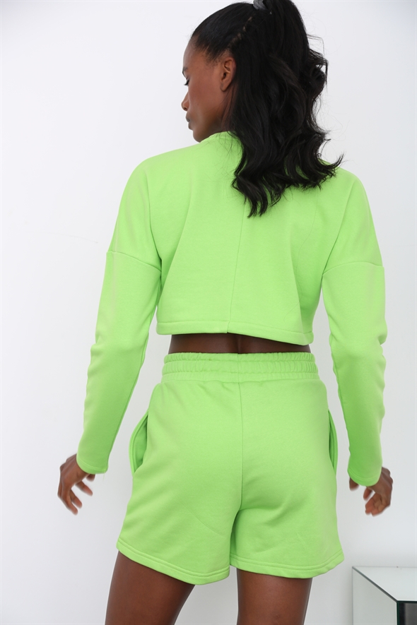 Yeşil Crop Sweatshirt 